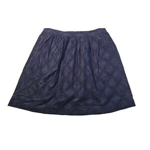 Tabitha navy eyelet lined cottagecore pleat pocket skirt EUC sz 6 short casual